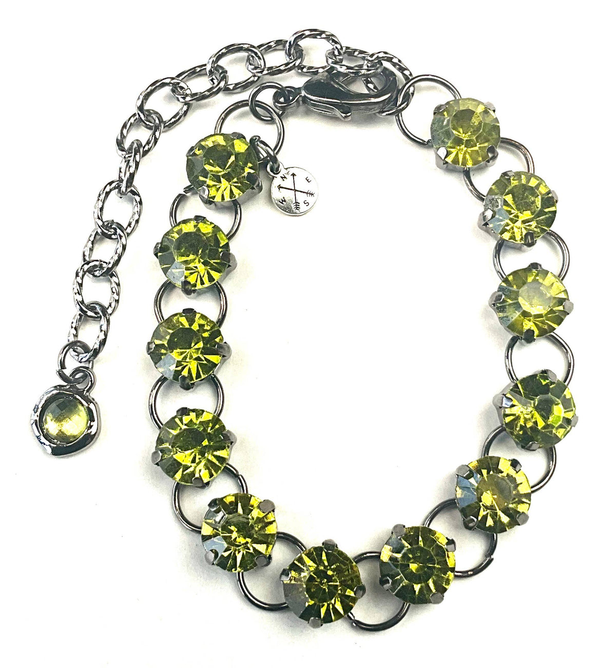 Olivine Rhinestone Link & Chain Bracelet