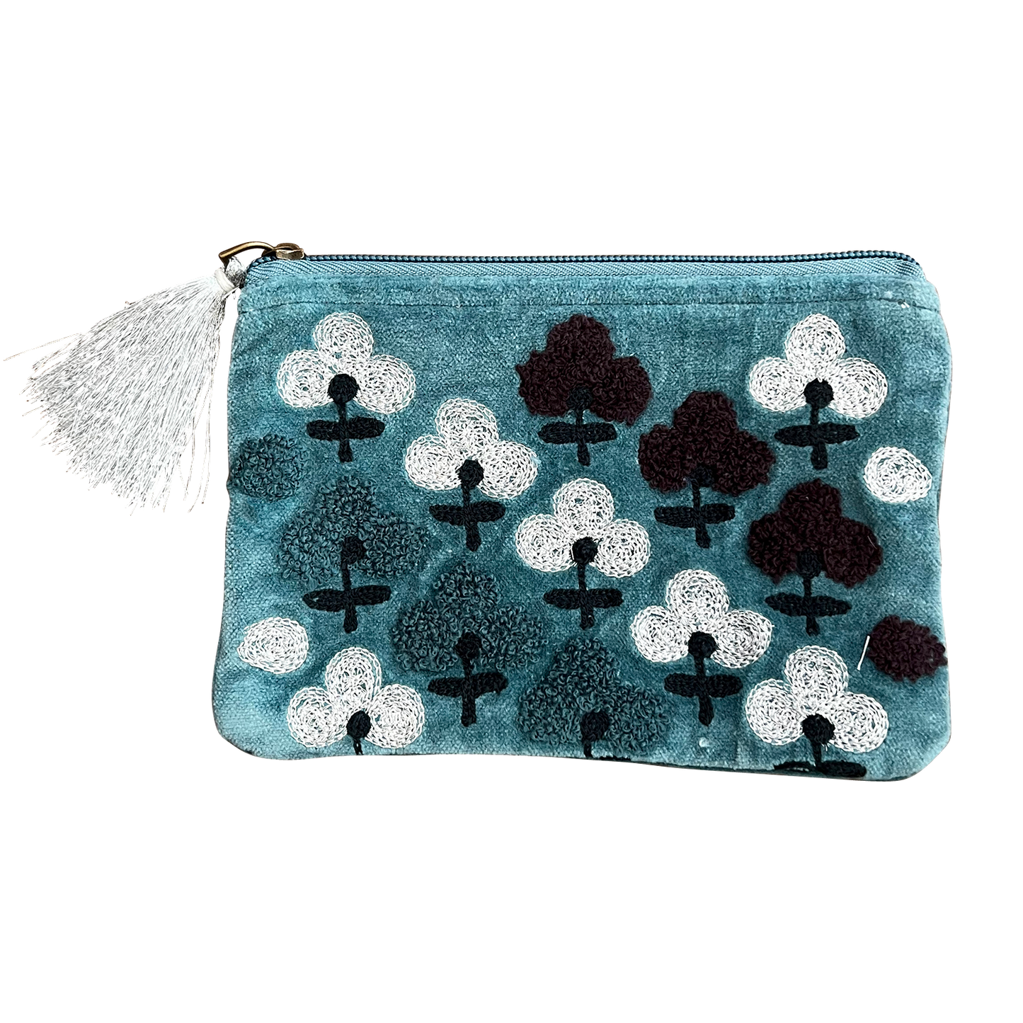 Chloe & Lex - Embroidered Cotton Velvet Coin Purse