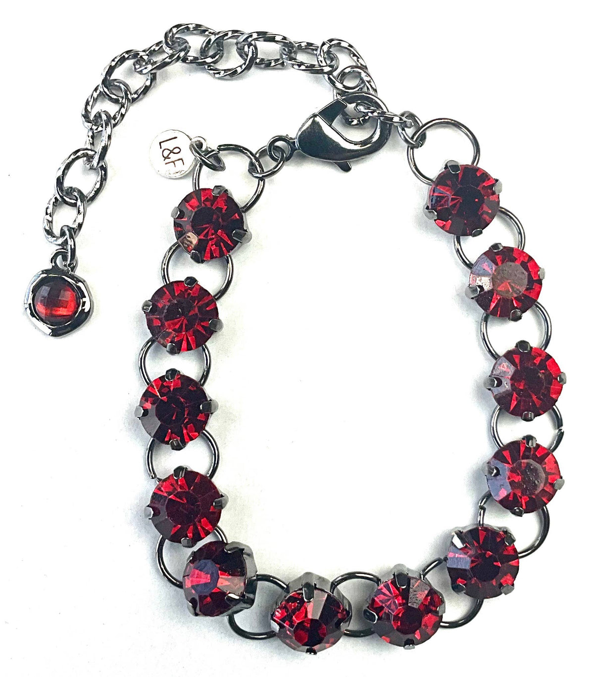 Red Rhinestone Link & Chain Bracelet