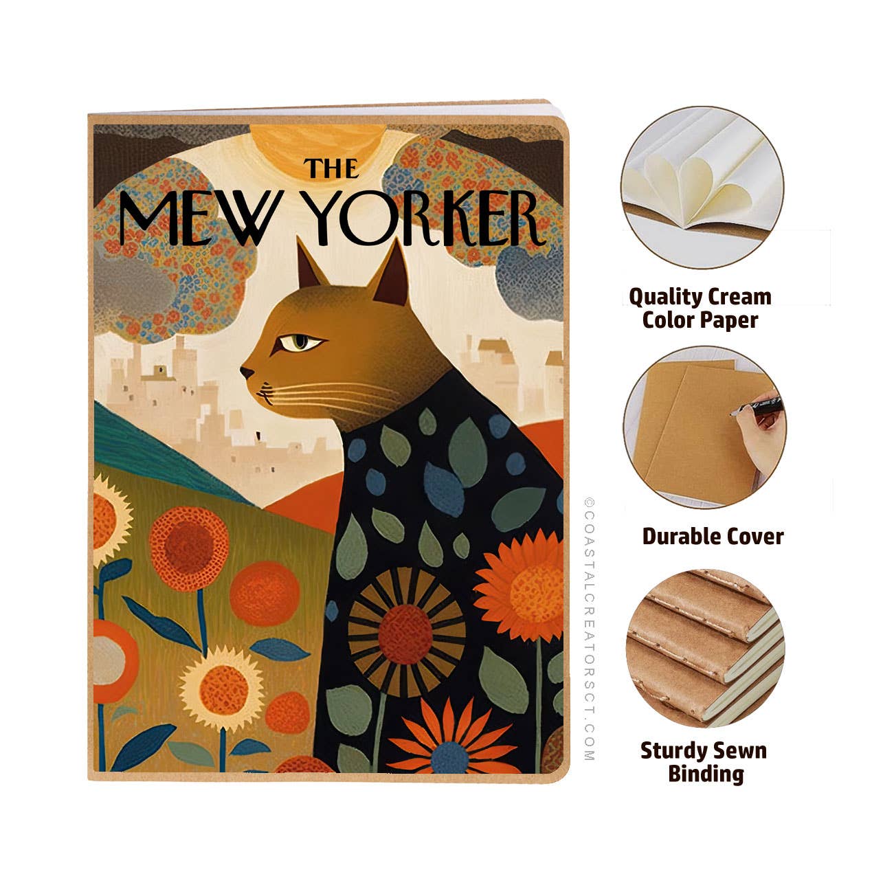 Coastal Creators of Connecticut - The Mew Yorker Cat Journal w/ Magnetic Bookmark