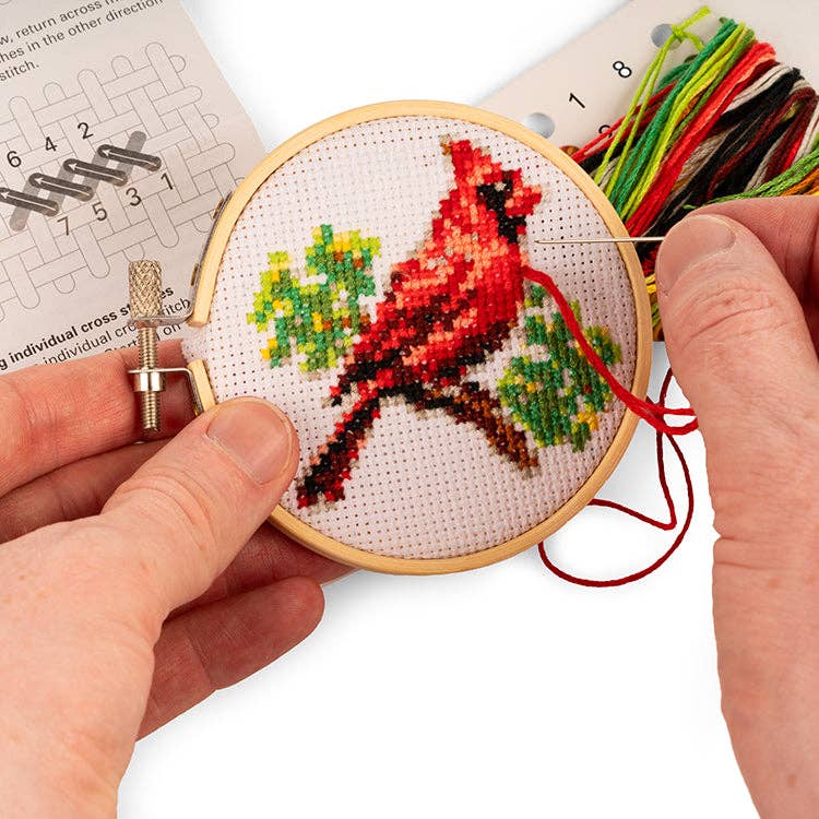 Kikkerland Design Inc - Cardinal Mini Cross Stitch Embroidery