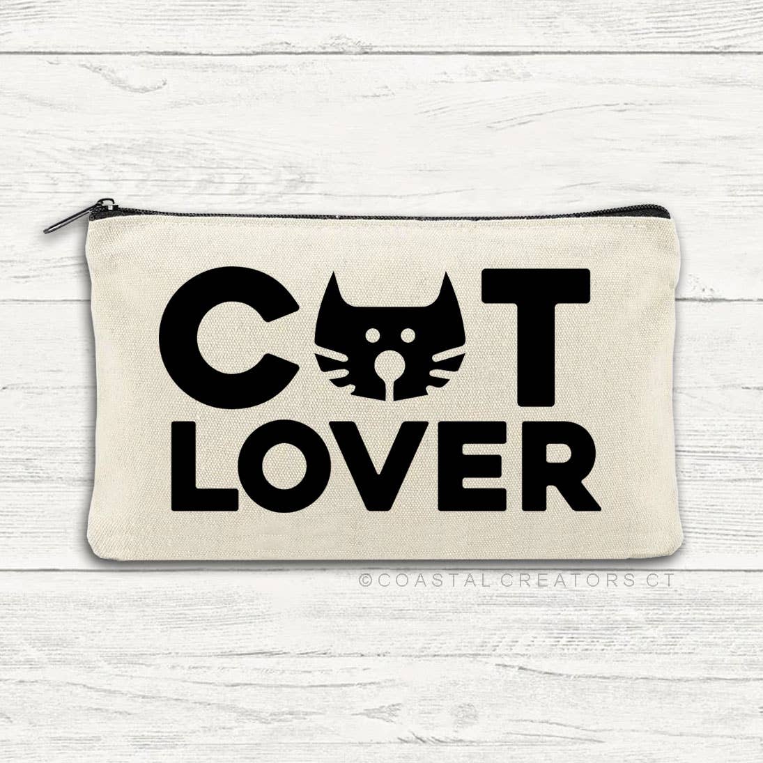 Coastal Creators of Connecticut. - Cat Lover Multi-Purpose Canvas Zipper Pouch