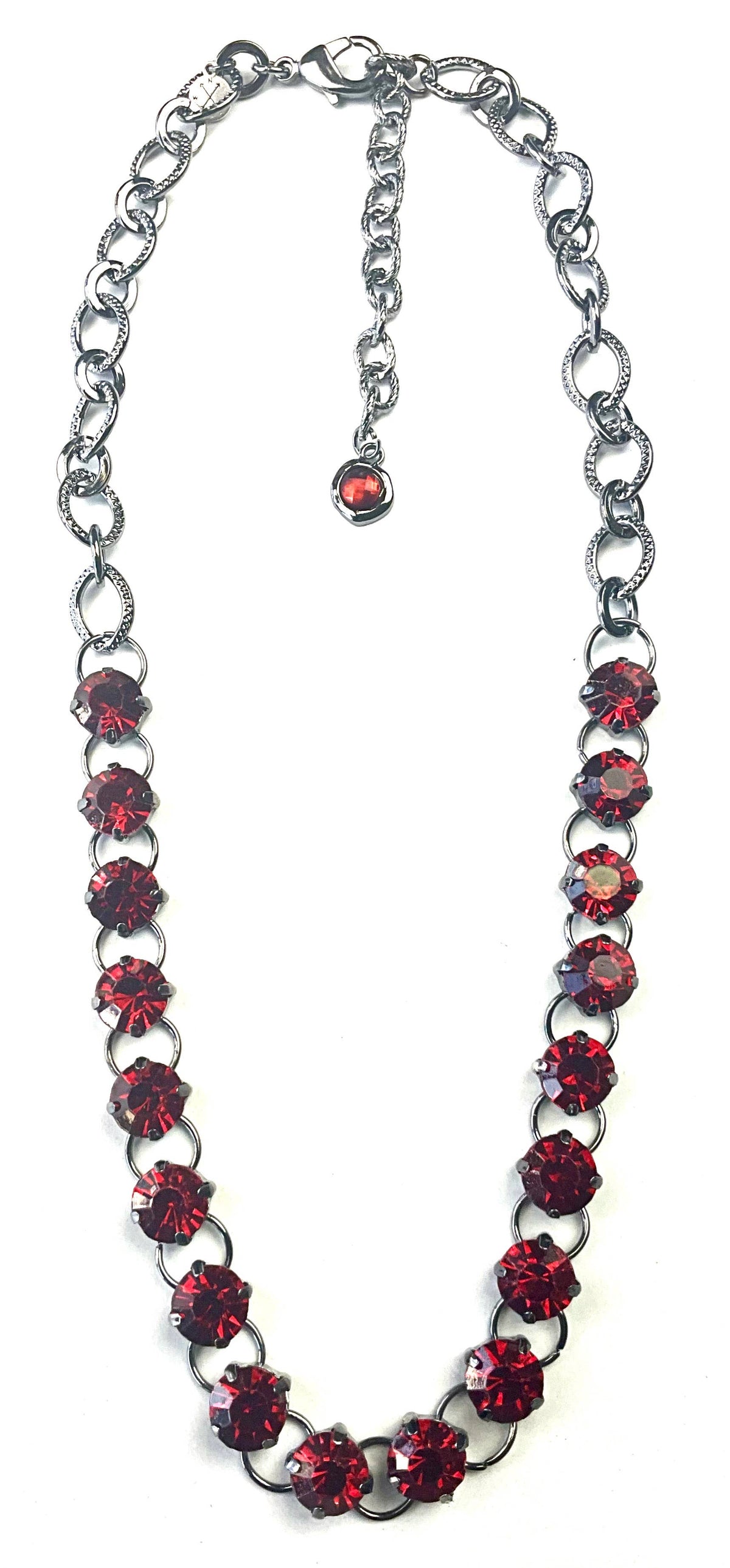 Red Rhinestone Link & Chain Necklace