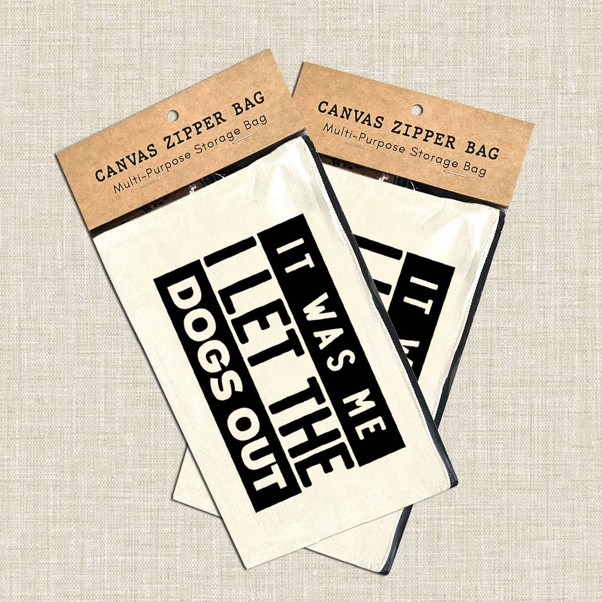Coastal Creators of Connecticut - I Let the Dogs Out Multi-Use Canvas Zipper Bag
