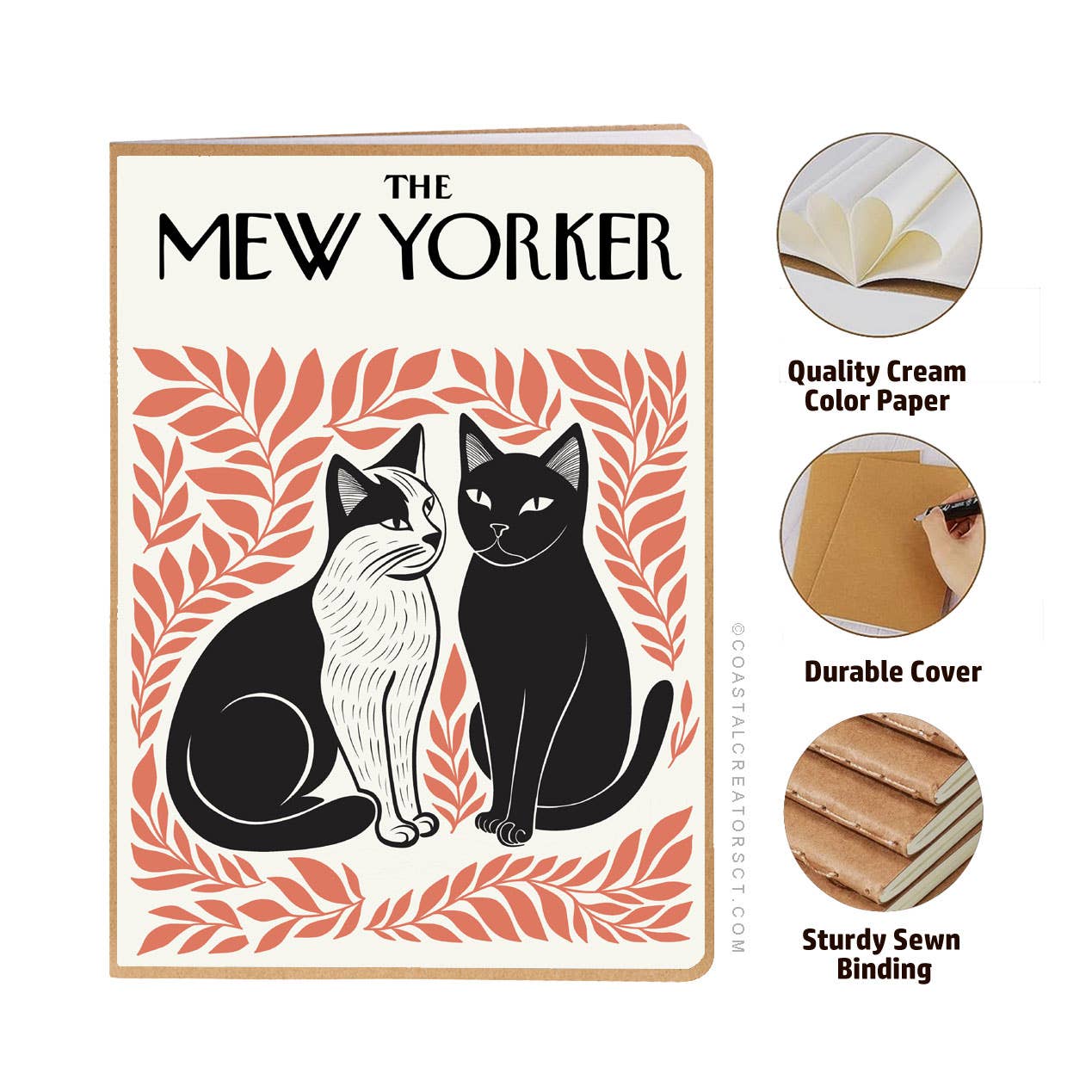 Coastal Creators of Connecticut - The Mew Yorker Cat Journal w/ Magnetic Bookmark (Packaged)