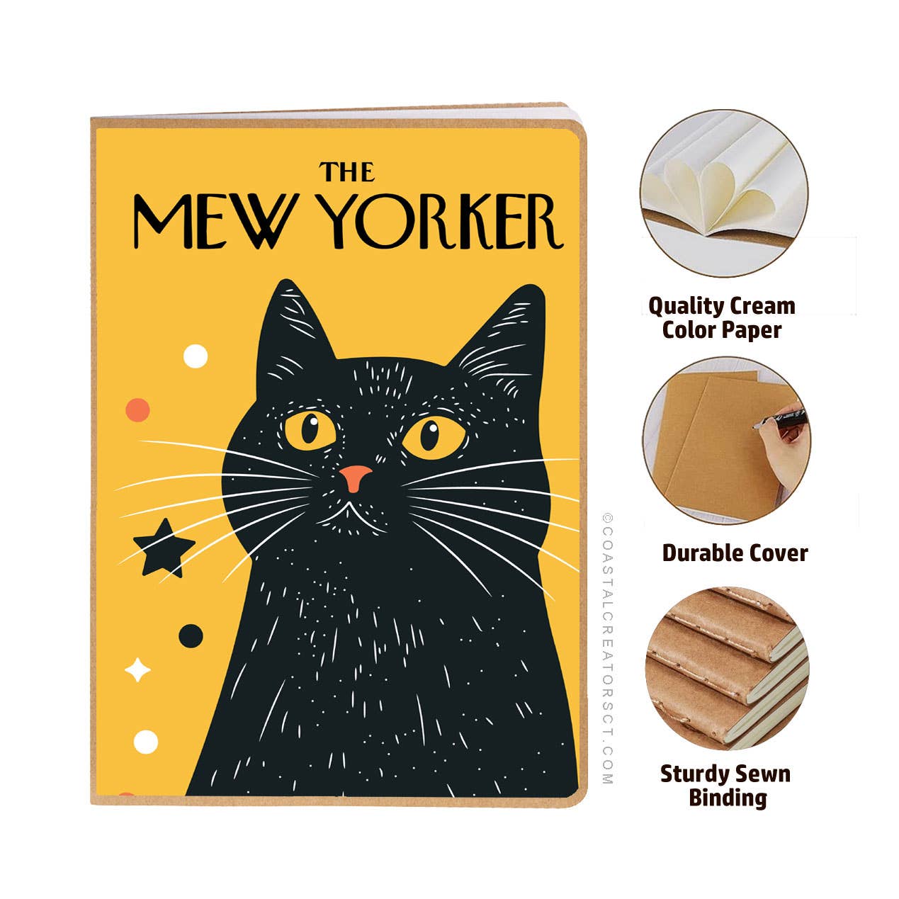 Coastal Creators of Connecticut - The Mew Yorker Cat Journal w/ Magnetic Bookmark (Packaged)