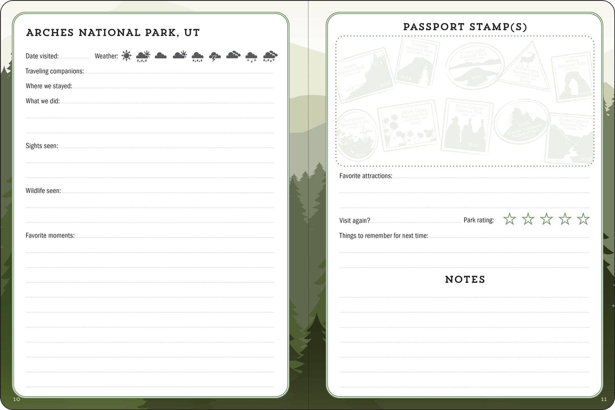 Peter Pauper Press - USA National Parks Journal & Passport Stamp Book