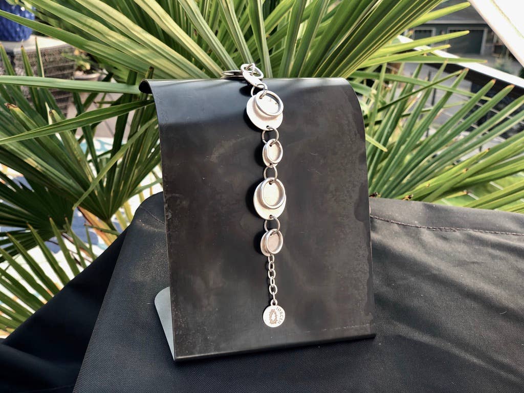 Modern Silver-Tone Disc Link Bracelet