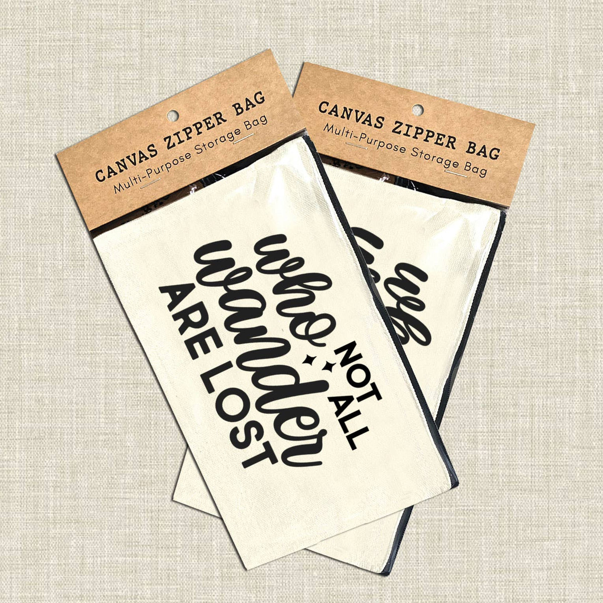 Coastal Creators of Connecticut - Not all Who Wander Are Lost Multi-Use Canvas Zipper Bag