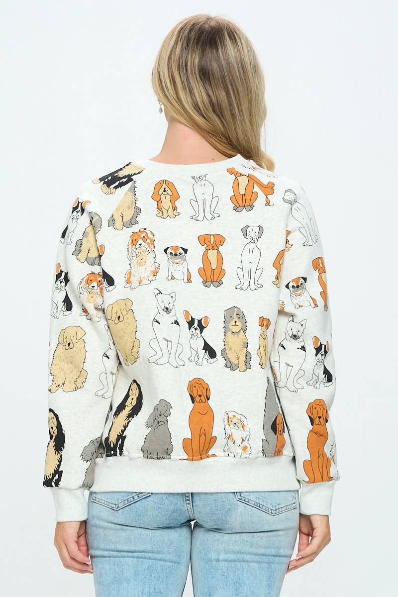 SM WARDROBE - COLORFUL DOGS PRINT SWEATSHIRT