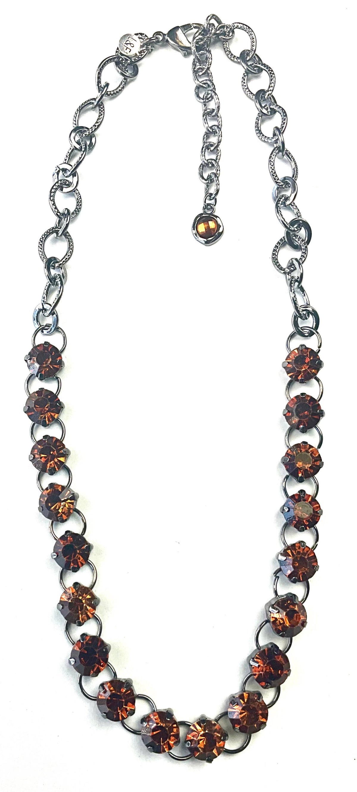 Smoked Topaz Rhinestone Link & Chain Necklace