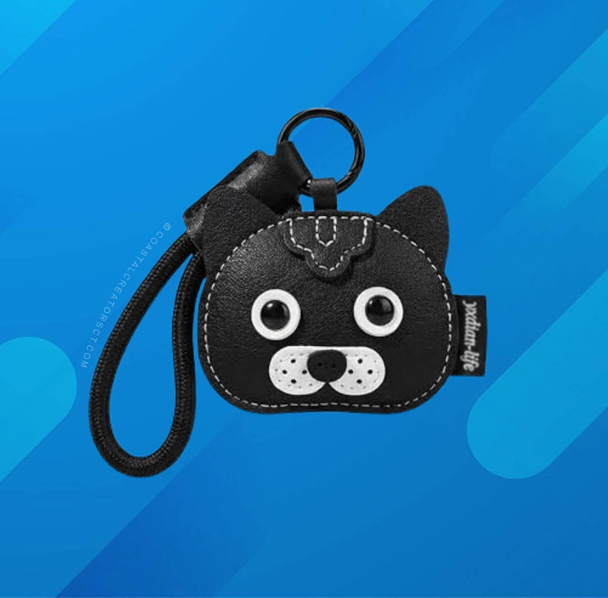 Coastal Creators of Connecticut. - Cat Leather Bag Charm and Key Chain Fob