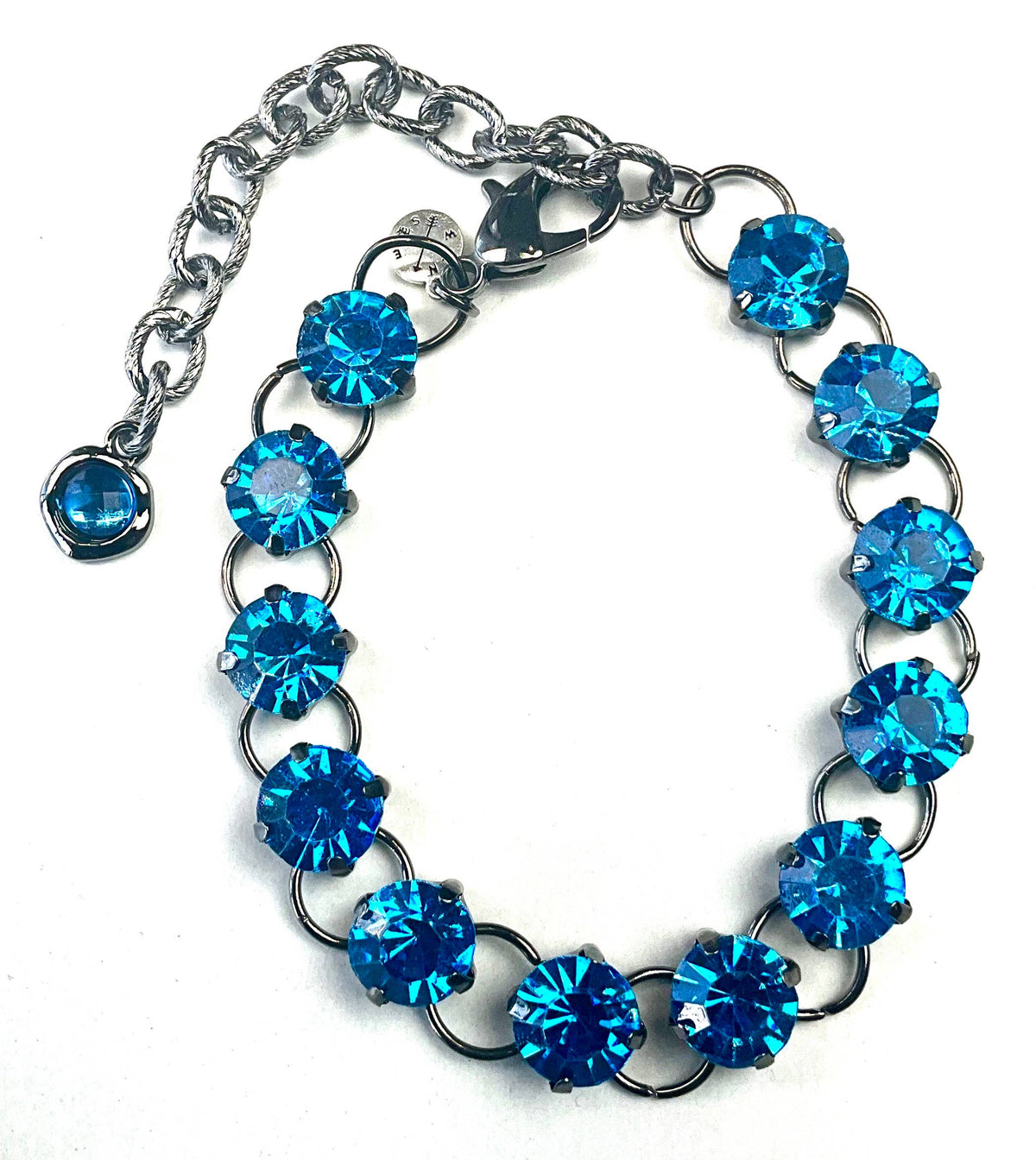 Capri Blue Rhinestone Link & Chain Bracelet
