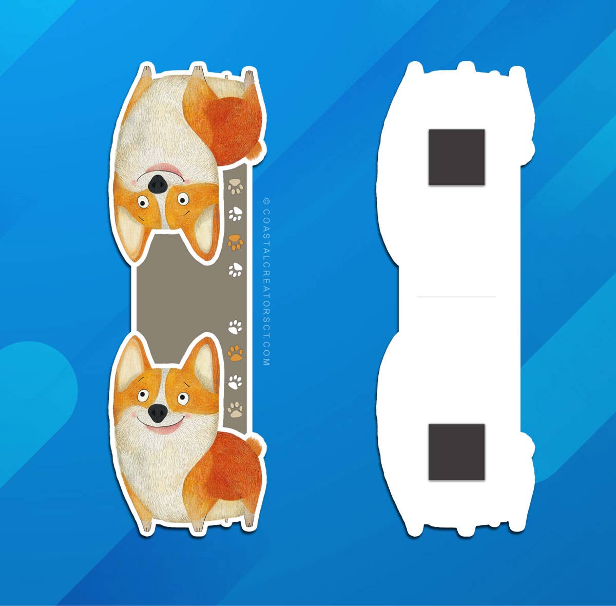 Coastal Creators of Connecticut - Corgi Dog Reversible Magnetic Bookmark