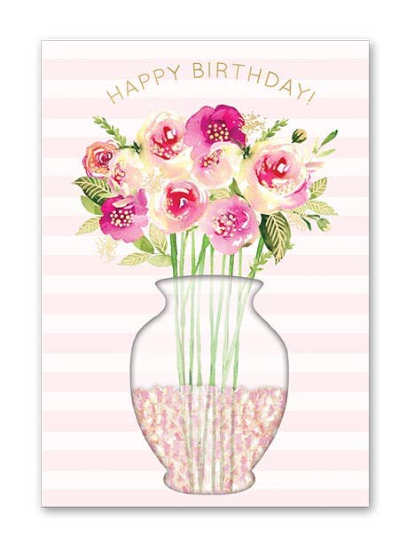 Lady Jayne - Floral Vase Birthday Greeting Card