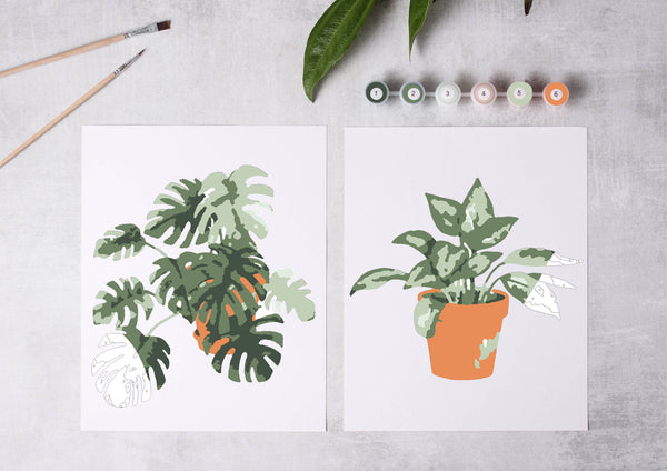Cate Paper Co. - Tropical Plants Paint-By-Numbers kit