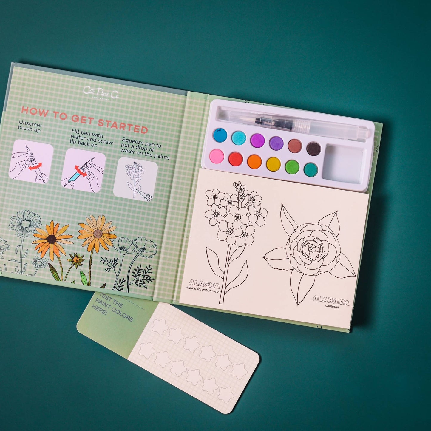 Cate Paper Co. - Watercolor Book and Paint Set - State Flowers