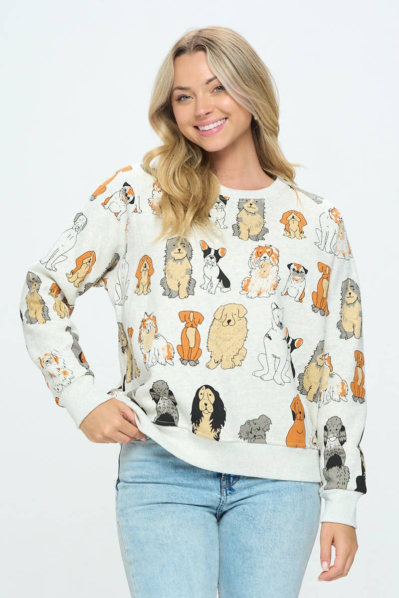 SM WARDROBE - COLORFUL DOGS PRINT SWEATSHIRT