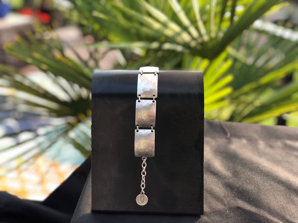 Modern Silver-Tone Link Bracelet