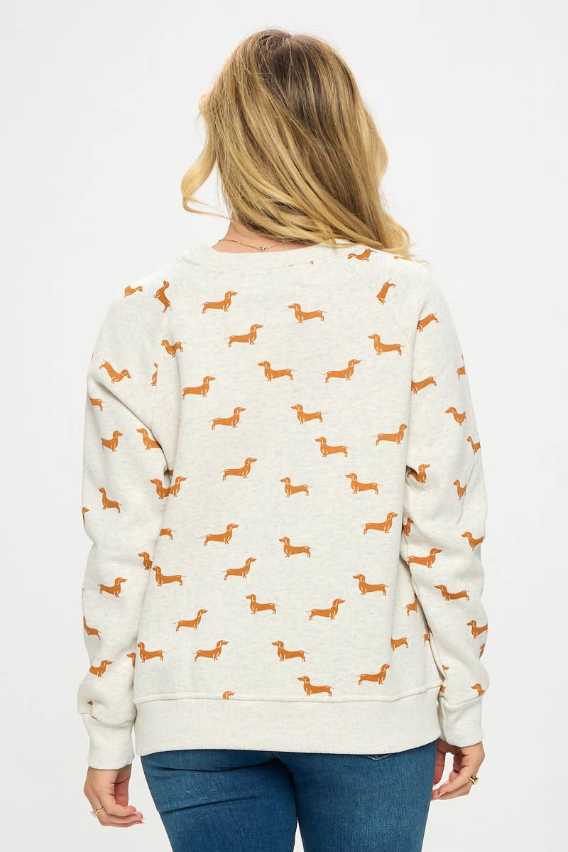 SM WARDROBE - MUSTARD WIENER DOG PRINT SWEATSHIRT