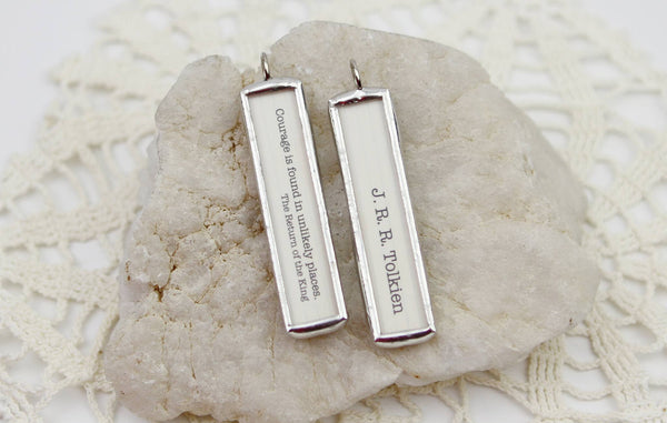 Jennifer Dahl Designs LLC - Tolkien Unlikely Courage Book Quote Charm Necklace 