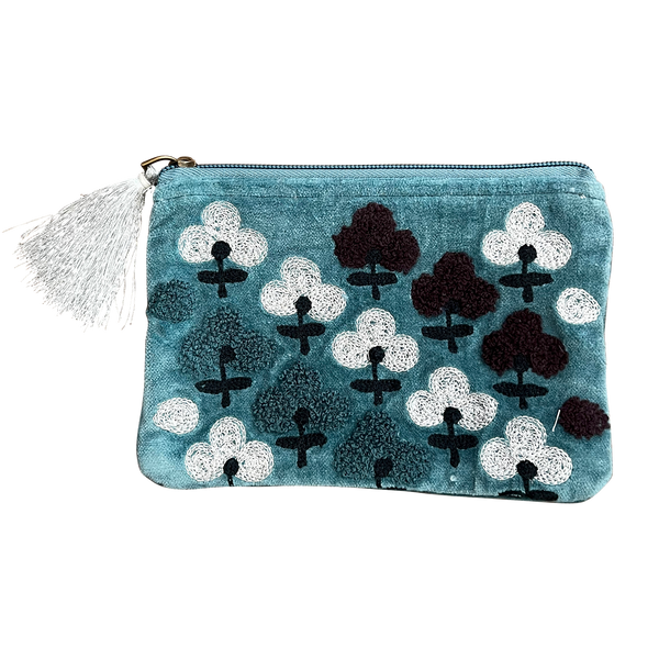 Chloe & Lex -  Embroidered Cotton Velvet Coin Purse