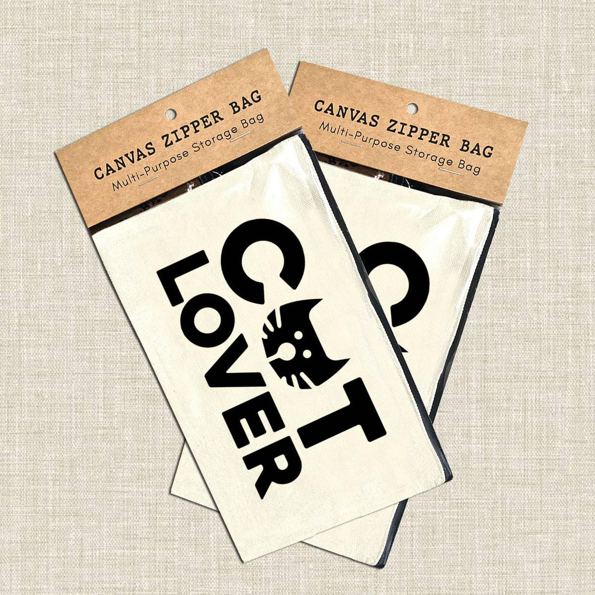 Coastal Creators of Connecticut. - Cat Lover Multi-Purpose Canvas Zipper Pouch