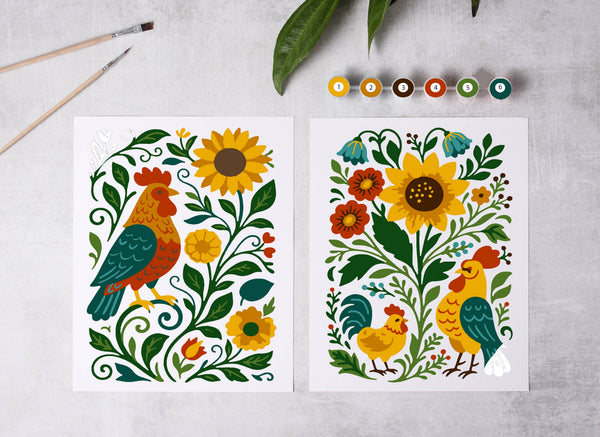 Cate Paper Co. - Flock and Flower Paint-By-Numbers Kit