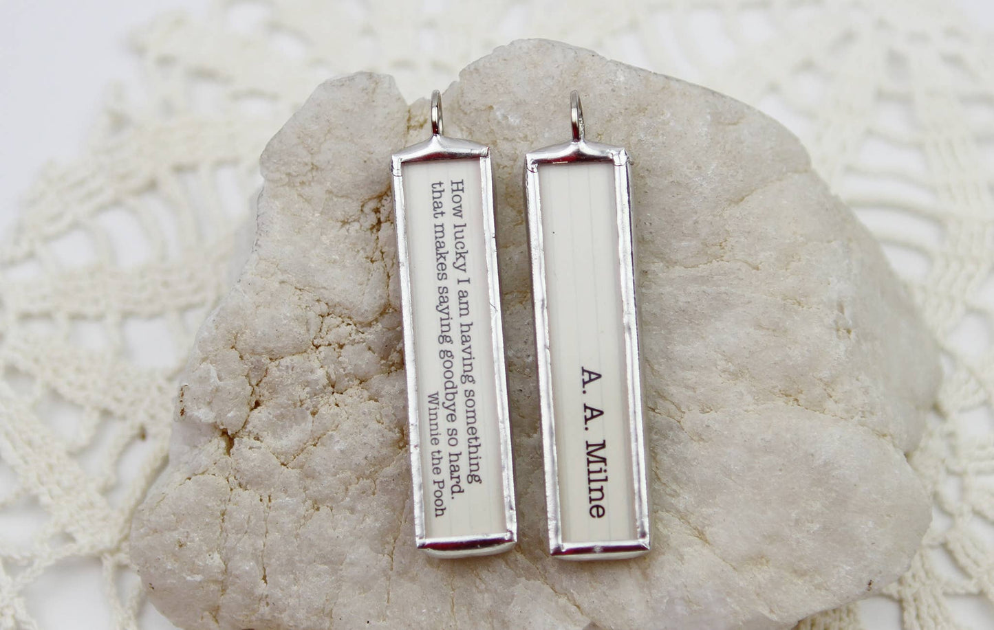 Jennifer Dahl Designs LLC - Winnie the Pooh How Lucky Book Quote Charm Necklace