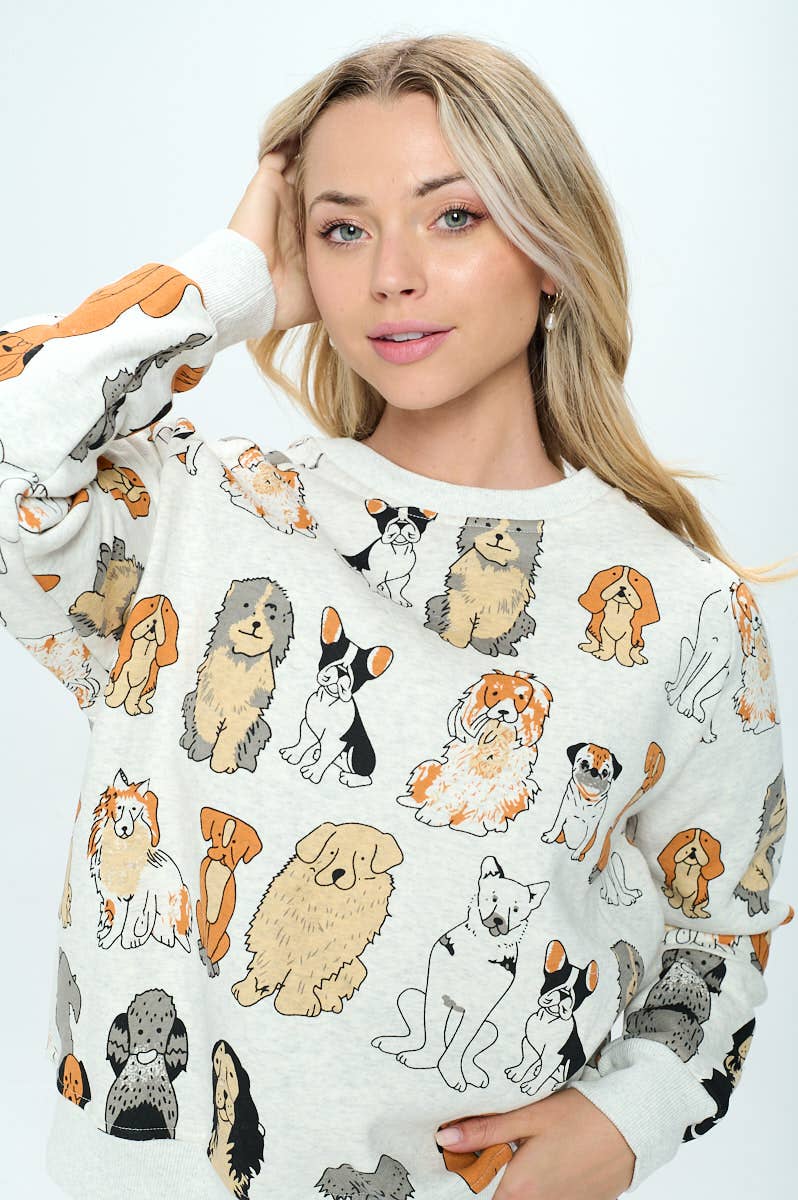 SM WARDROBE - COLORFUL DOGS PRINT SWEATSHIRT