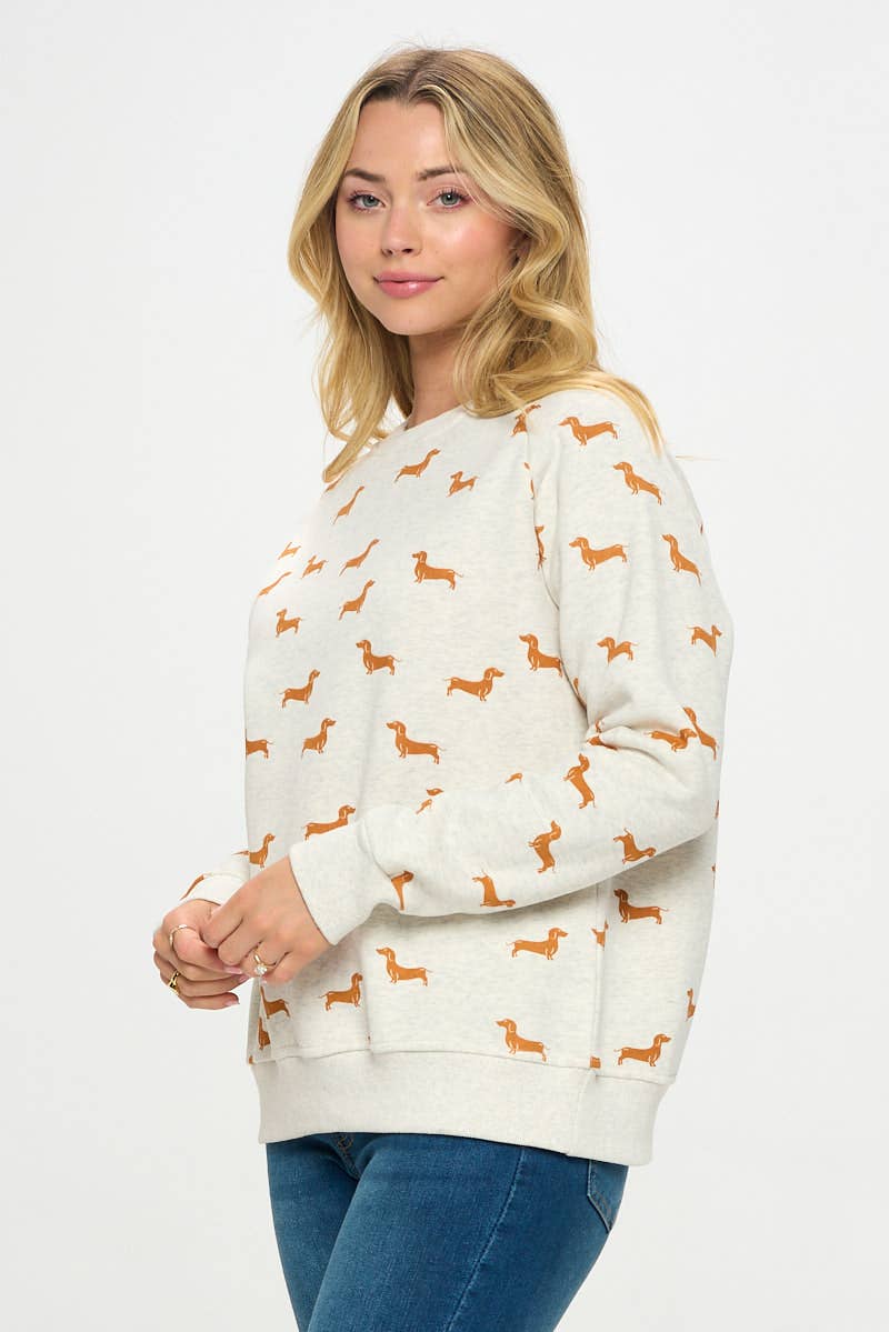 SM WARDROBE - MUSTARD WIENER DOG PRINT SWEATSHIRT
