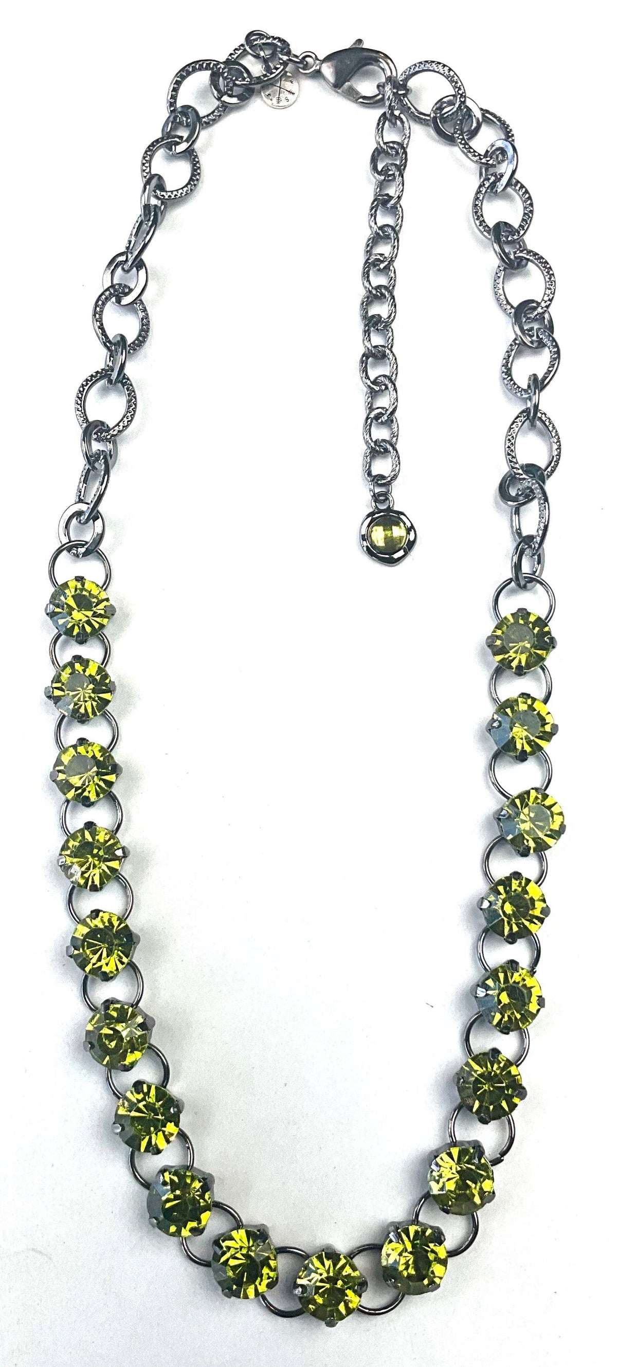 Olivine Rhinestone Link & Chain Necklace