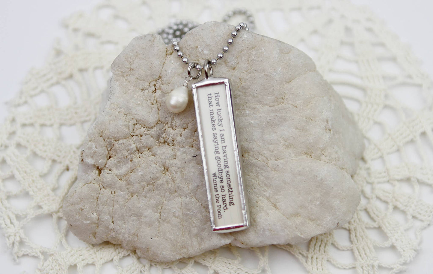Jennifer Dahl Designs LLC - Winnie the Pooh How Lucky Book Quote Charm Necklace