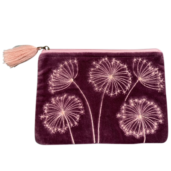 Chloe & Lex - Queen Annes on Plum Velvet Coin Purse