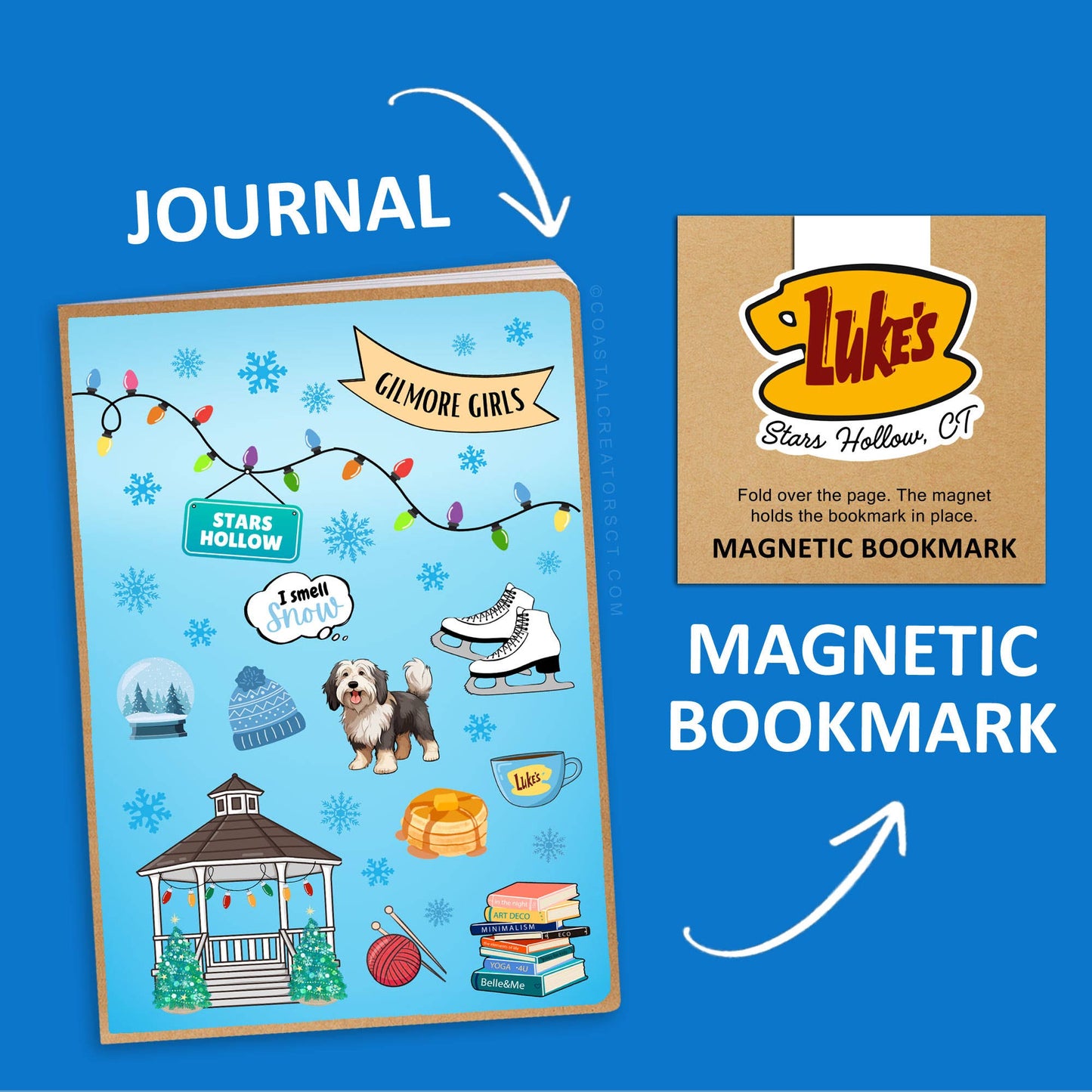 Coastal Creators of Connecticut - Gilmore Girls Inspired Winter Journal Magnetic Bookmark Set