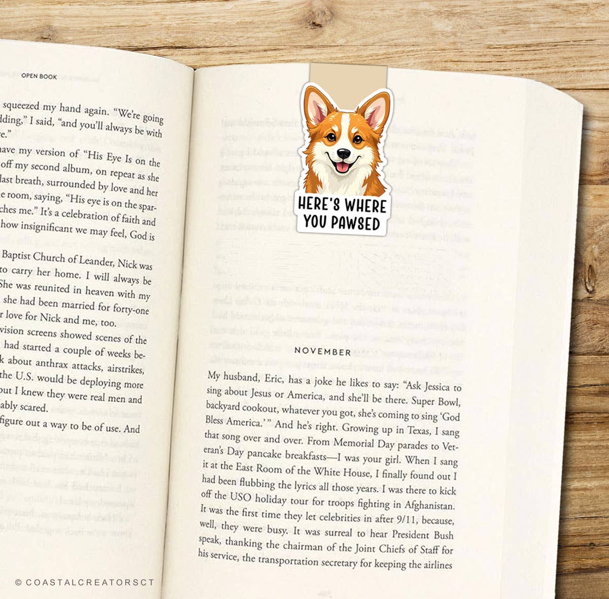 Coastal Creators of Connecticut - Dog Here's Where You Pawsed Reversible Magnetic Bookmark