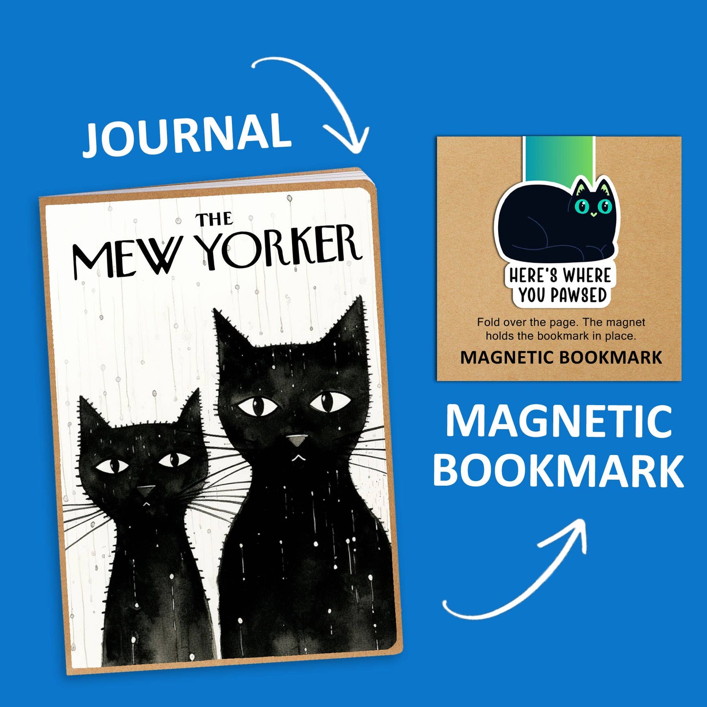 Coastal Creators of Connecticut - The Mew Yorker Cat Journal w/ Magnetic Bookmark (Packaged)