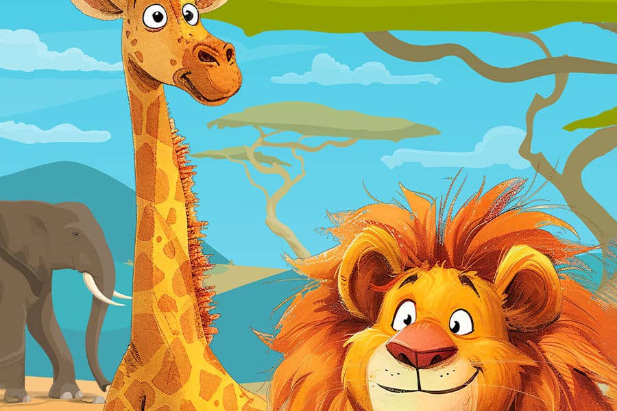 Micro Puzzles - Tall And Proud - Lion Giraffe Elephant Zoo Safari Africa