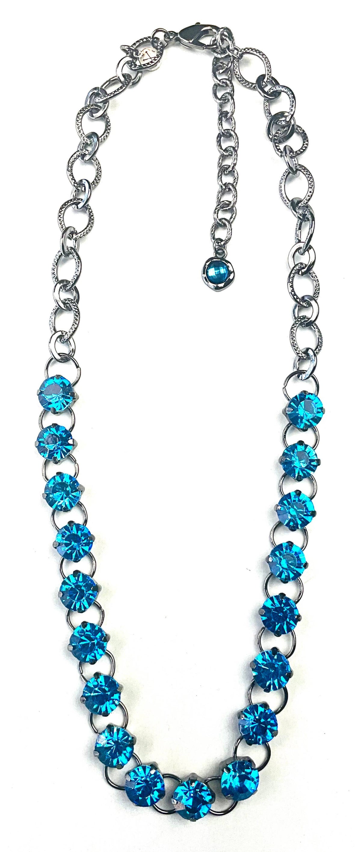 Capri Blue Rhinestone Link & Chain Necklace