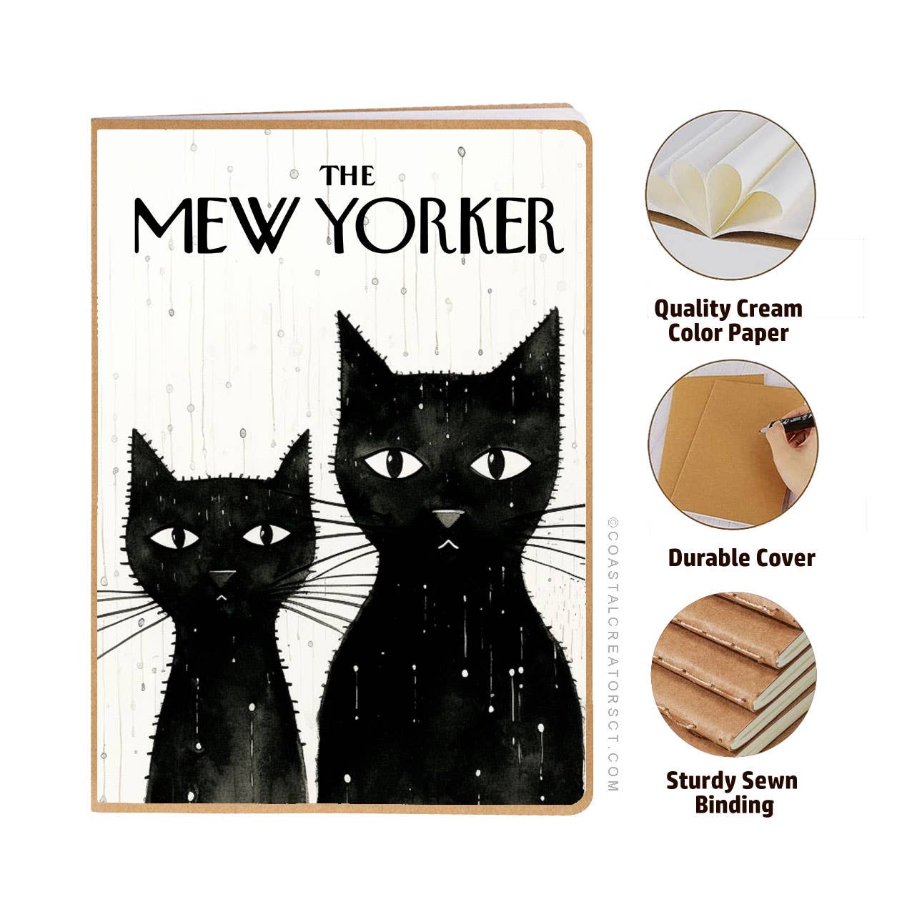 Coastal Creators of Connecticut - The Mew Yorker Cat Journal w/ Magnetic Bookmark (Packaged)