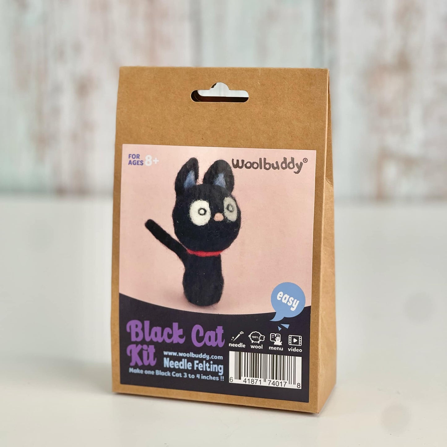 Woolbuddy - Needle Felting Kit –  Black Cat craft kit for beginners