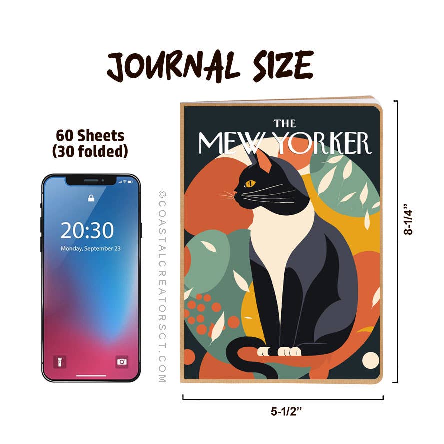 Coastal Creators of Connecticut - The Mew Yorker Cat Journal w/ Magnetic Bookmark