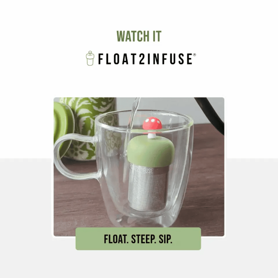Float2infuse Tea Infuser - Mom & Baby Otter | Floating Tea Infuser | Green Base | Brown