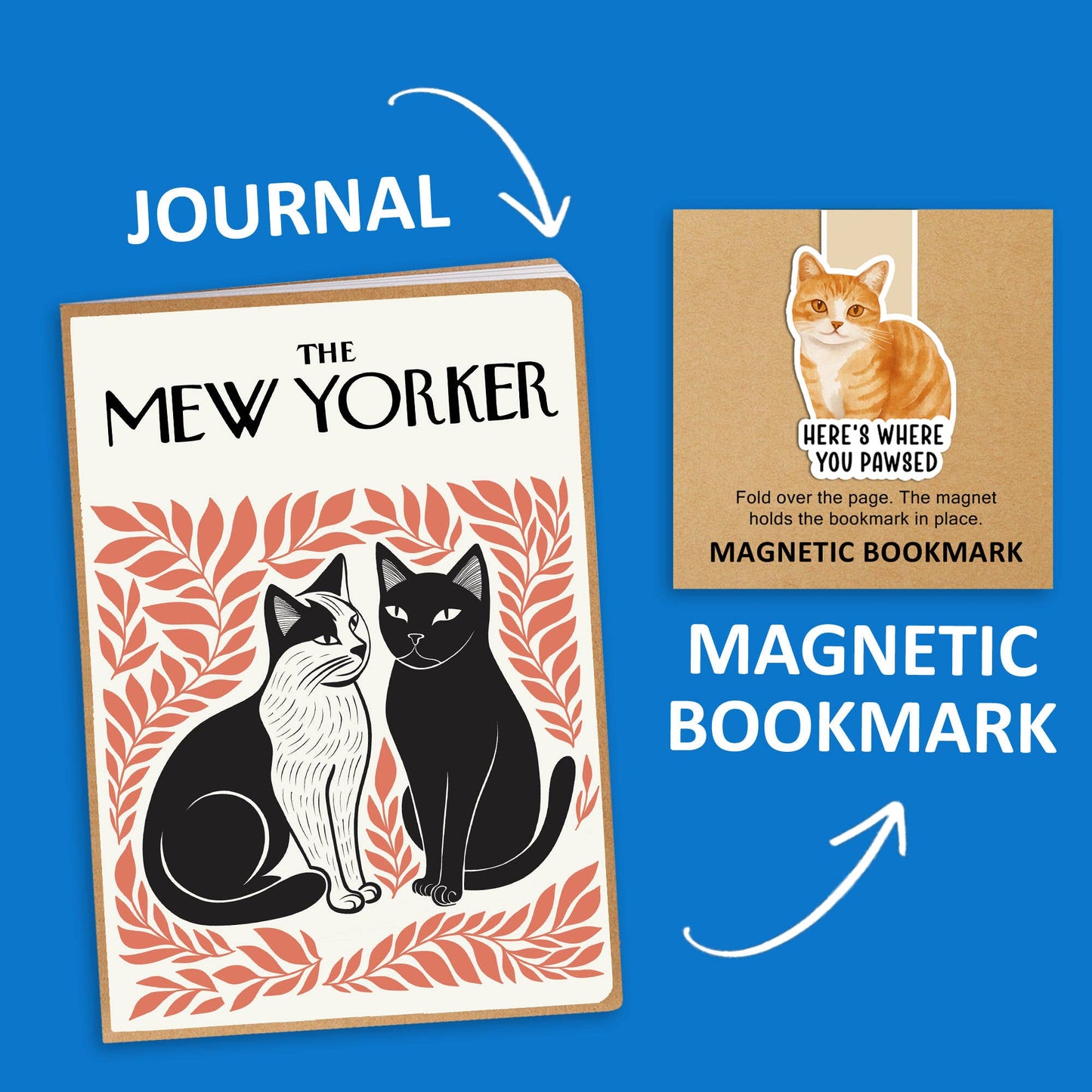 Coastal Creators of Connecticut - The Mew Yorker Cat Journal w/ Magnetic Bookmark (Packaged)
