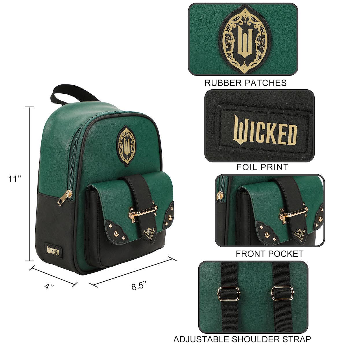 Bioworld Merchandising - Wicked Emerald City Green 10" Mini Backpack