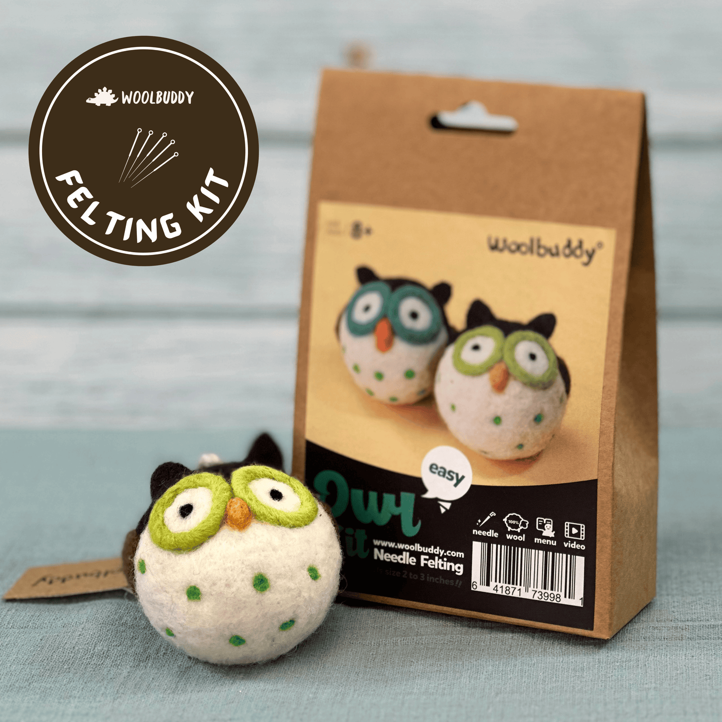 Woolbuddy - Needle Felting Kit - Owl Craft Kit for Beginners