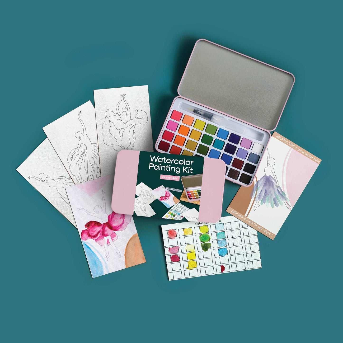 Cate Paper Co. - Flower Girls Watercolor Painting Kit