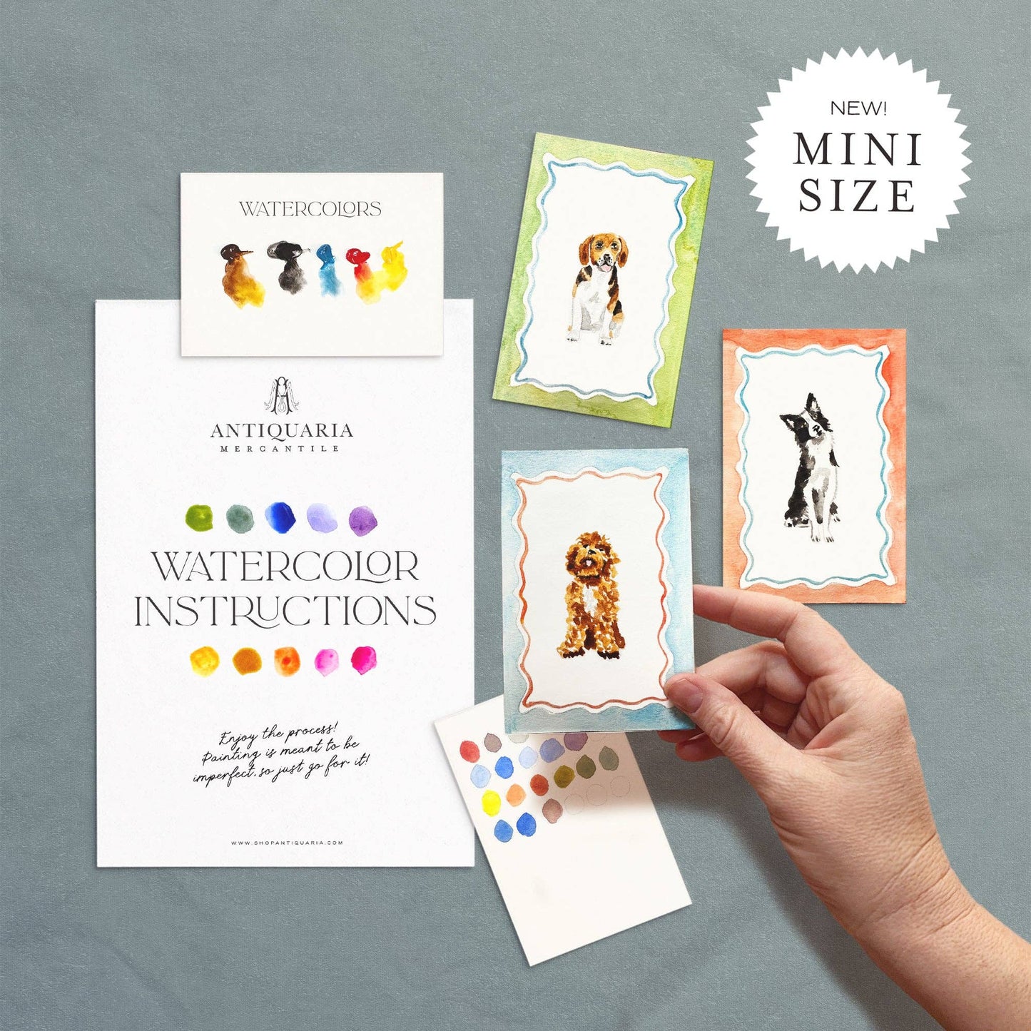 Antiquaria - Mini Watercolor Painting Kit: Dogs