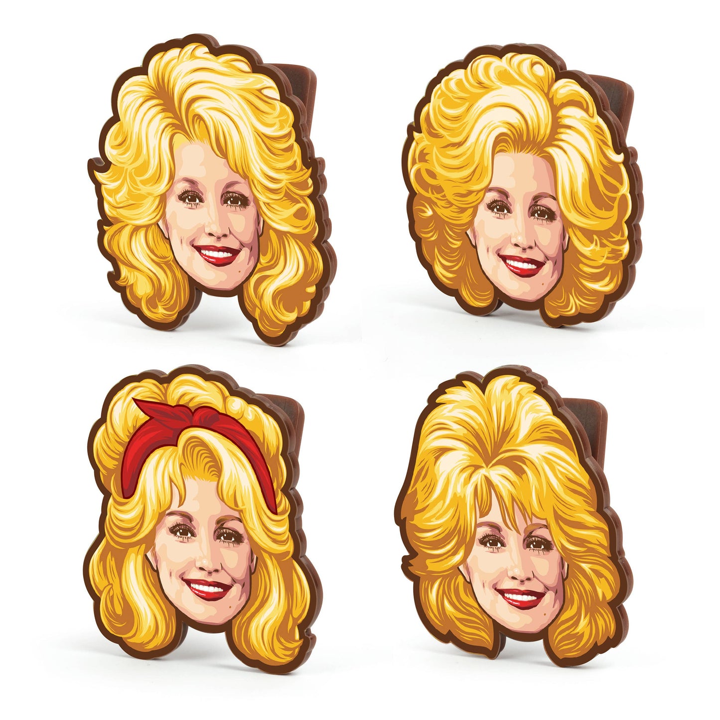 Fred & Friends - Dolly Parton Bag Clips, Set of 4, Iconic Hairstyle Designs