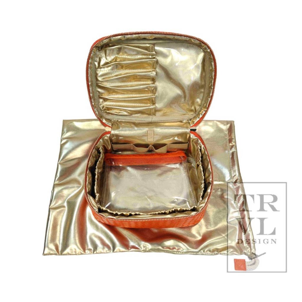 TRVL Design - Luxe Train Case - Woven Papaya